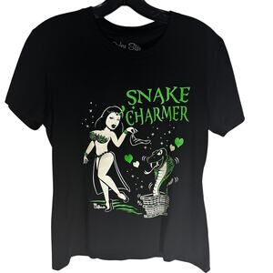 Pinky Star ‘Snake Charmer’ Tee Women’s Size Large Black Tshirt